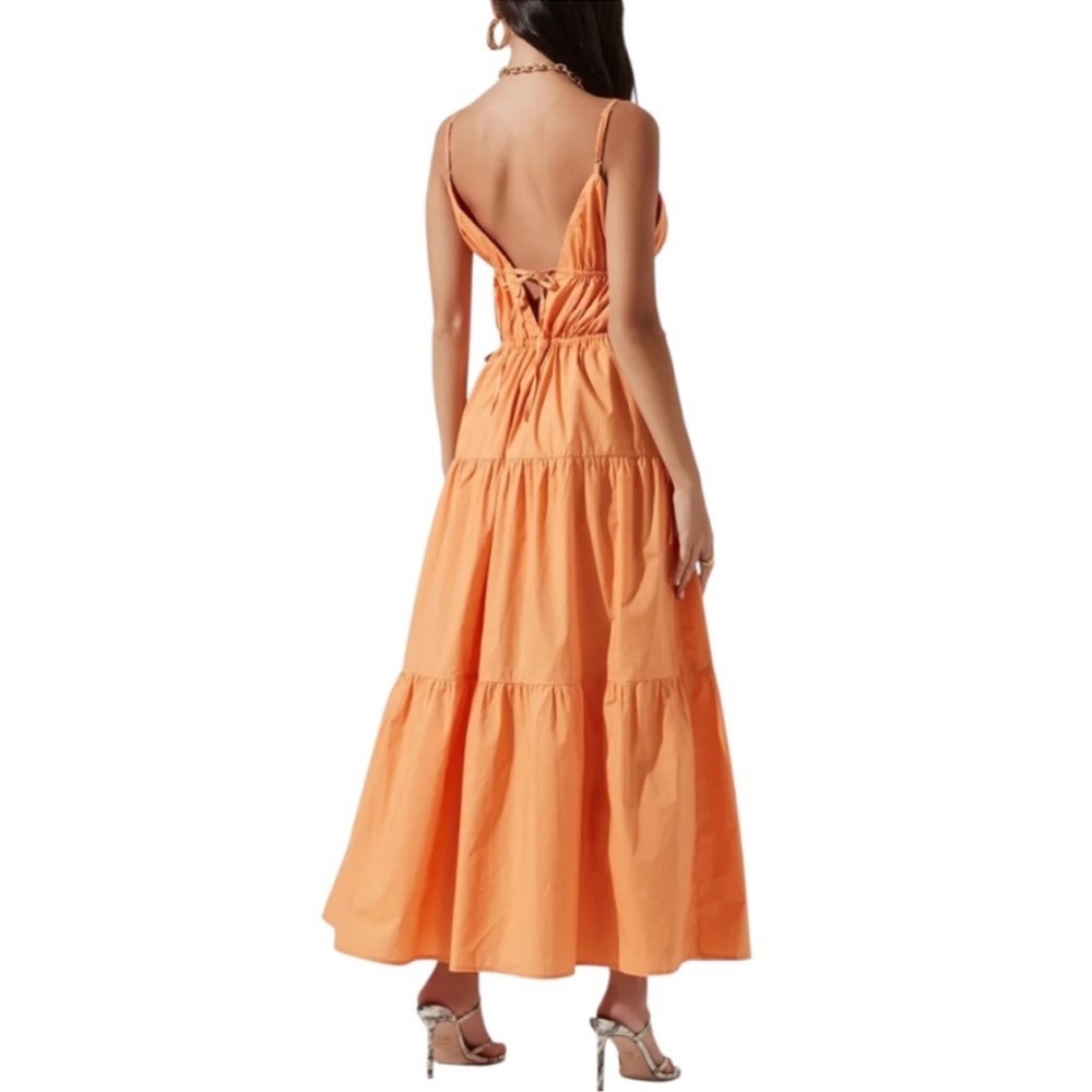 ASTR Women’s Orange Cassie V-Neck Tiered Maxi Dress - Picture 2 of 6